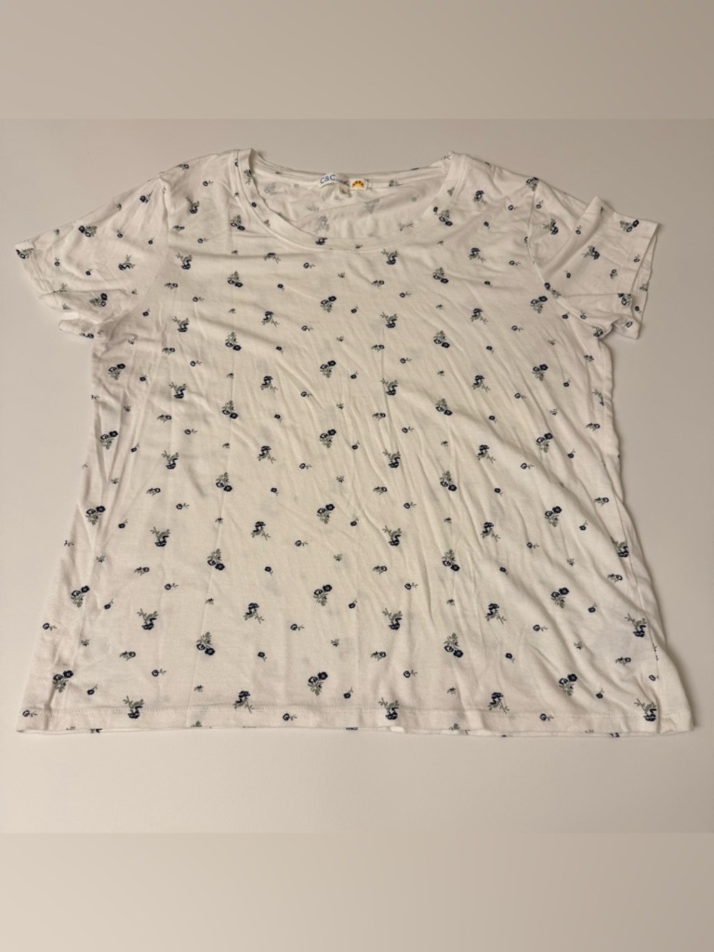 C & C California Somerset Short Flutter Sleeve Tee Floral Women' L  Cottagecore
